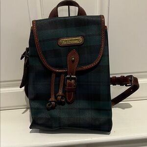 Plaid Leather Trim Backpack